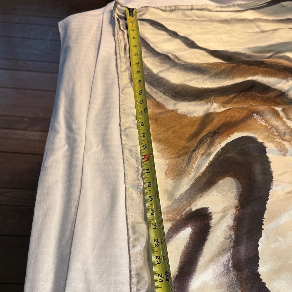 ROBERT LEE MORRIS 100% silk Woman's Scarf in Cream, Brown & dark gray - Picture 10 of 12